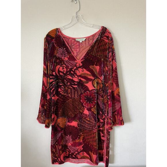 Mary J Bruno Colorful Tunic Silk Mixed Print Top Size Small Velvet Artsy Boho - Picture 2 of 11